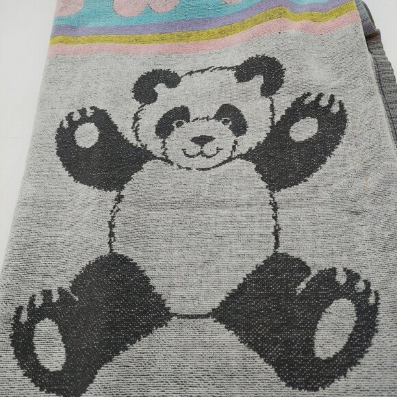 Vintage Cecil Saydah Body Beach Towel Panda Bears Pastels Hearts 55”X25” Cotton - Picture 4 of 12